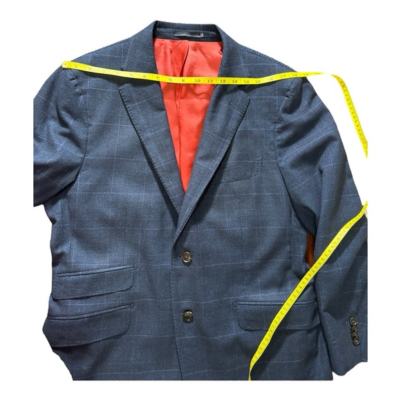 Suit Supply blue plaid wool and silk by Lanificio Carlo Barbera blazer size 46S. - Picture 4 of 10